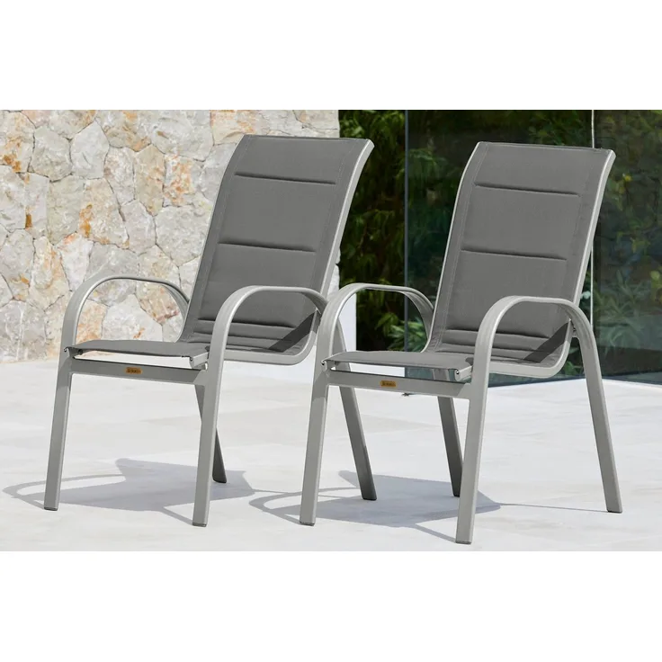 MERXX Stapelstuhl Amalfi Deluxe (Set, 2 St), 2er Set, Alu/Textil, stapelbar