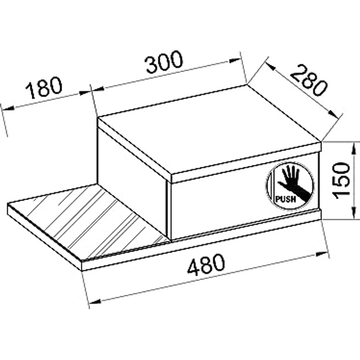 MID.YOU Nachtschrank, Weiß, Glas, Holzwerkstoff, 1 Schublade, 48x15x28 cm für Schlafzimmer – Bild 3