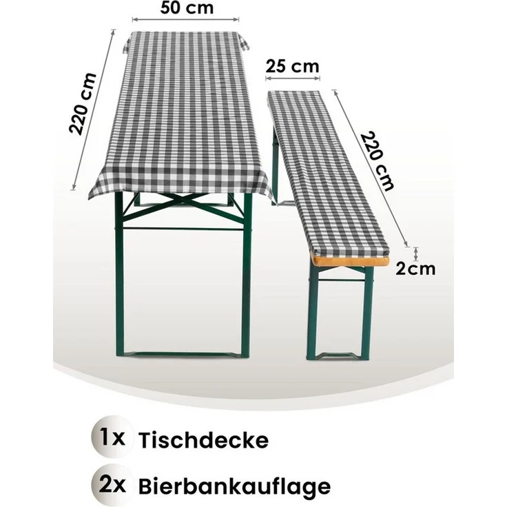 Gräfenstayn Bankauflage Biertischauflagen-Set 3-tlg Sitzpolsterung für Bierzeltgarnitur – Bild 3