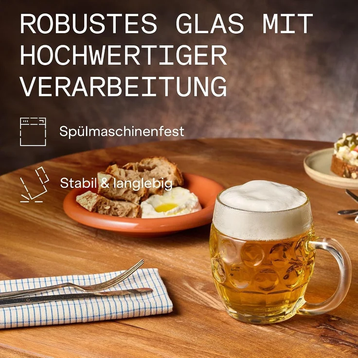Stölzle Oberglas TÜBINGER Bierkrug 0,5 l (mit Schild) 6er Set – Bild 3