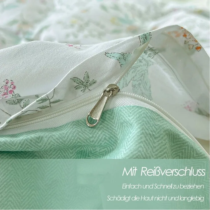 KEAYOO Bettwäsche HXM, 2 teilig, Rosa Blumenmuster Bettwäsche Baumwolle mit Reißverschluss