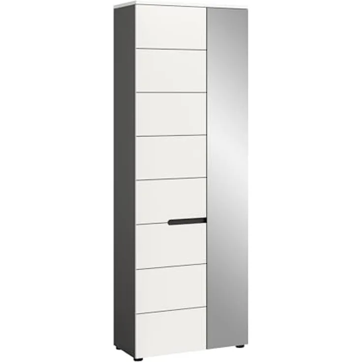 Garderobenschrank >Canu< in Basalt Grau / Weiß - 65x190x37cm (BxHxT)