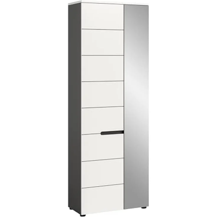 Garderobenschrank >Canu< in Basalt Grau / Weiß - 65x190x37cm (BxHxT) – Bild 1