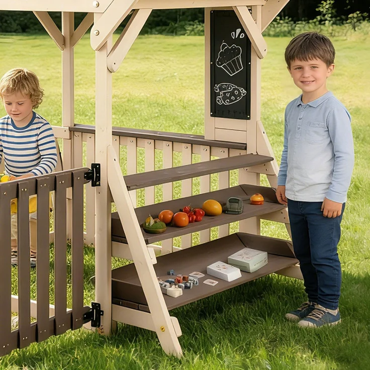 ZUBALIYA Geeignet für Kinder ab 3 Jahren, mit einem Mehrzweck-Pflanzen- und Spielzeugregal, 114.00 x 147.50 x 156.00 cm, fürs Kinderzimmer, Samt, Grau und Beige – Bild 14