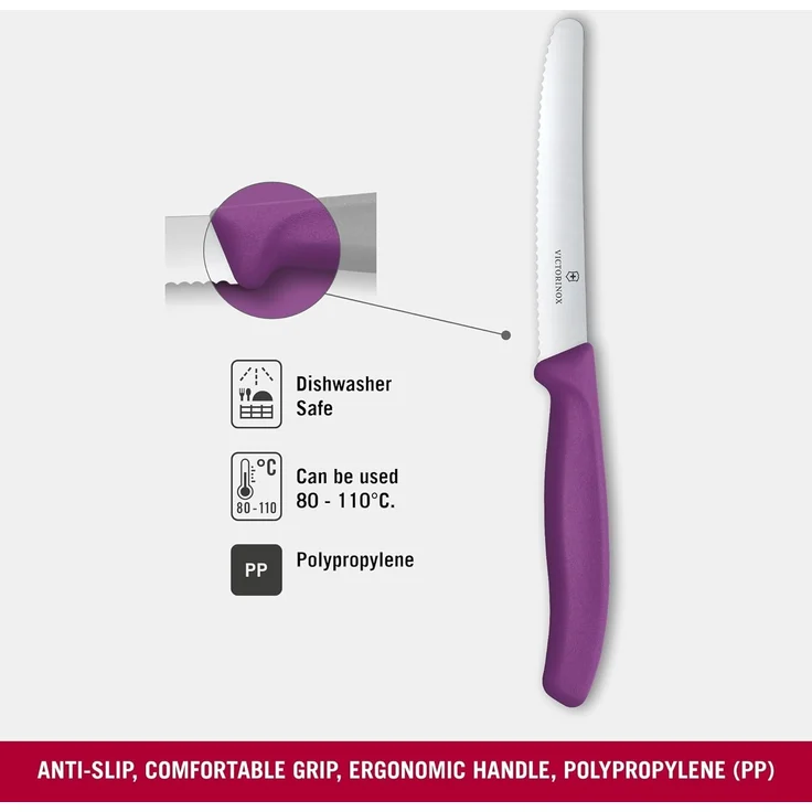 Victorinox Swiss Classic, Tomaten & Tafelmesser, 11cm, Wellen, Violett – Bild 3
