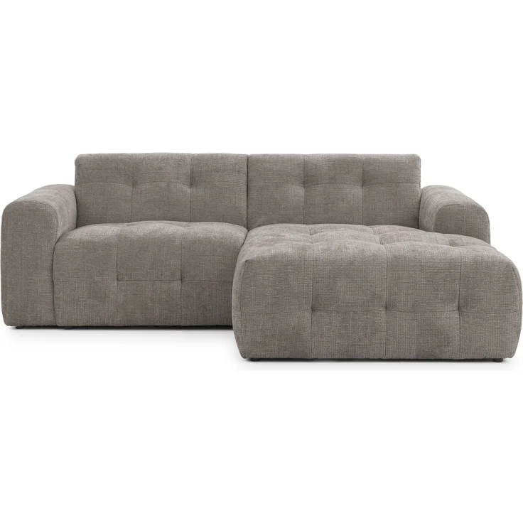 Modernes Ecksofa mit Ottomane rechts, markante Steppungen, Chenille Braun Taupe, 234 x 161 x 79cm – Bild 1
