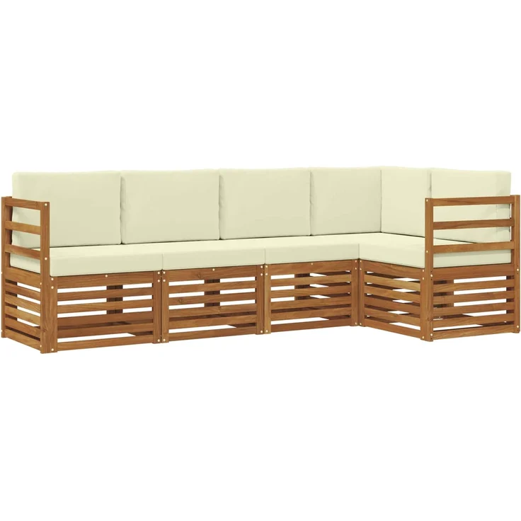 vidaXL Outdoor-Sofagarnitur 5 stk. 5-Sitzer Natur und Creme 3374790 – Bild 2