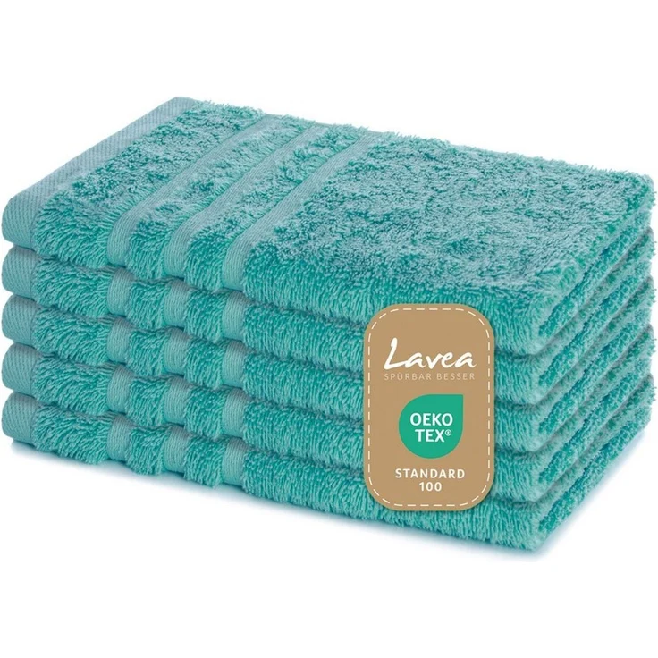 Lavea Gästehandtuch Elena, 30x50cm aus 100% Baumwolle, fusselfreies, pflegeleichtes hautfreundliches Gästehandtuch-Set (Set, 5-St), einzigartig weiche Frottee Gästehandtücher für jeden Hauttyp – Bild 5