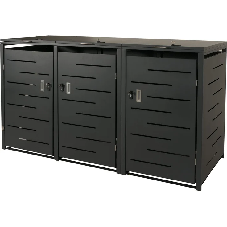 XL 3er-/6er-Mülltonnenverkleidung HWC-E83, Mülltonnenbox, erweiterbar 116x212x98cm ~ anthrazit Stahl, 100kg – Bild 6