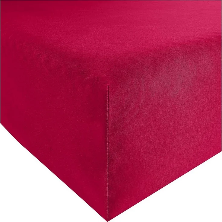 Erwin Müller 'Freising' Spannbettlaken, Gummizug: Rundumgummi, 1 Stück, Elasthan-Jersey-Stretch Uni, Rot, Spannbettlaken - 90x190 cm - 100x220 cm – Bild 5