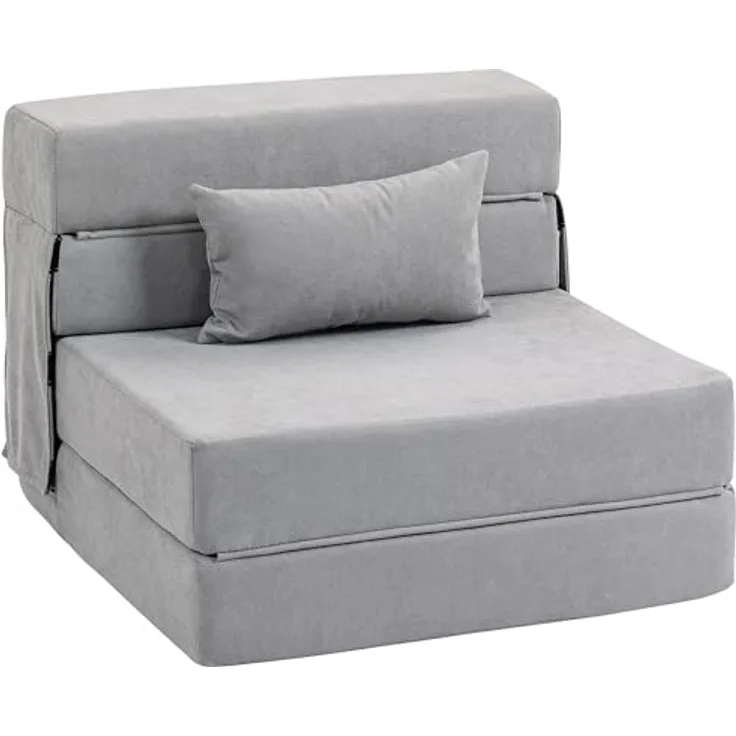 HOMCOM Schlafsofa klappbares Schlafsofa mit Bettfunktion, Lendenkissen, Sofa 1 Teile, Schlafsessel mit Bettfunktion
