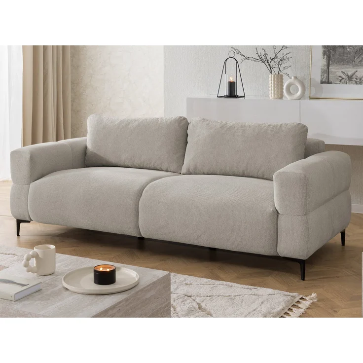 S-Style Möbel 3-Sitzer Sofa Cardea in Bubble-Optik aus weichem Strukturstoff, mit Wellenfederung und hohem Sitzkomfort – Bild 5
