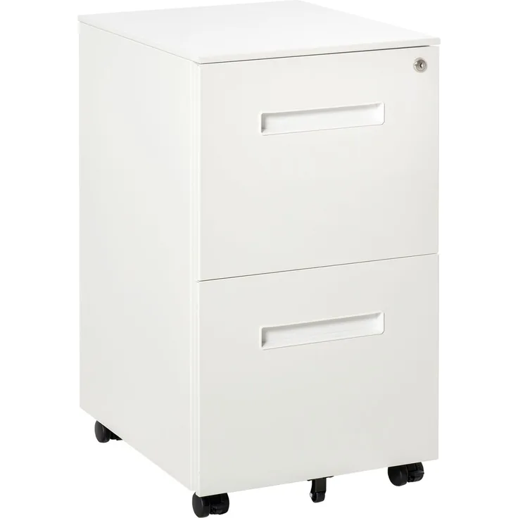 Rollcontainer, Aktenschrank, Trennwand, zentral abschließbar, Stahlgehäuse, 5 Räder, weiß, 39 x 48 x 67 cm--Weiß--67x48x39cm--YOUDENOVA