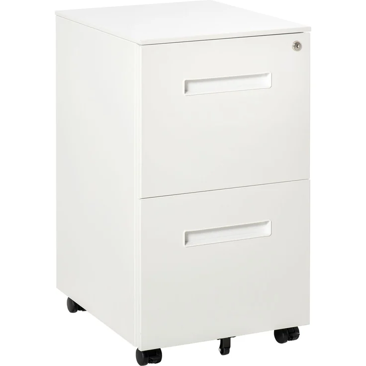 Rollcontainer, Aktenschrank, Trennwand, zentral abschließbar, Stahlgehäuse, 5 Räder, weiß, 39 x 48 x 67 cm--Weiß--67x48x39cm--YOUDENOVA – Bild 1