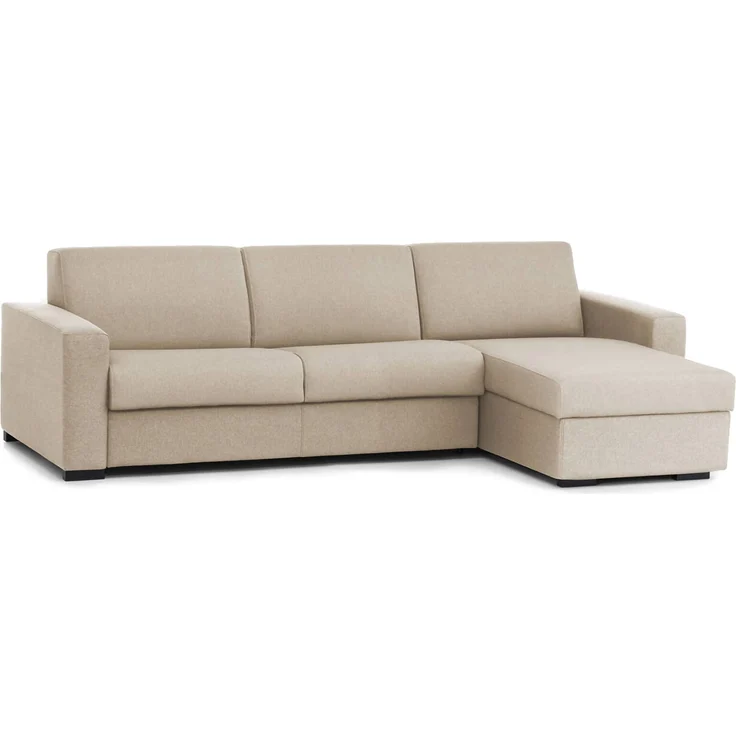 Dmora Sofa mit Halbinsel Atos, Sofà mit umkehrbarer Containerhalbinsel, Standardarmlehnen, 100 % Made in Italy, 280 x 95 x 90 cm, Beige – Bild 1