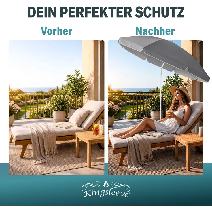 Kingsleeve Sonnenschirm 180cm türkis wasserabweisend – Bild 6
