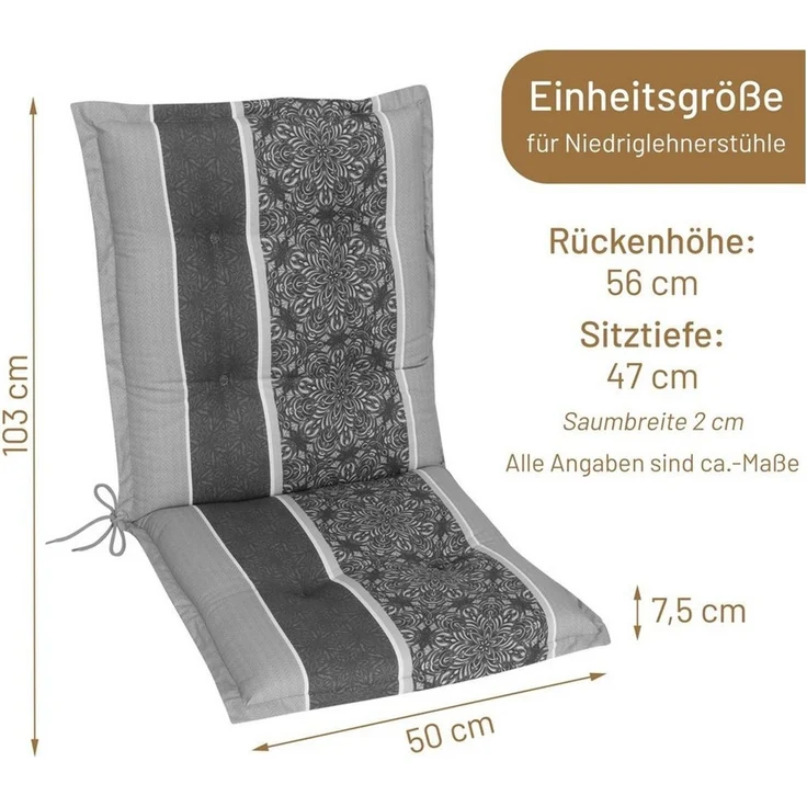 Herlag Polsterauflage Valeria, Niedriglehner 103x50x7,5cm, Design-Edition – Bild 2