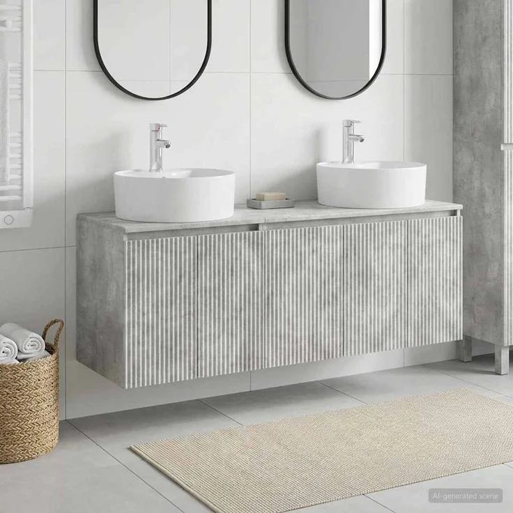 vidaXL Badezimmerschrank-Set 3 stk. Betongrau 161,5 x 44,5 x 82 cm 3405670 – Bild 1