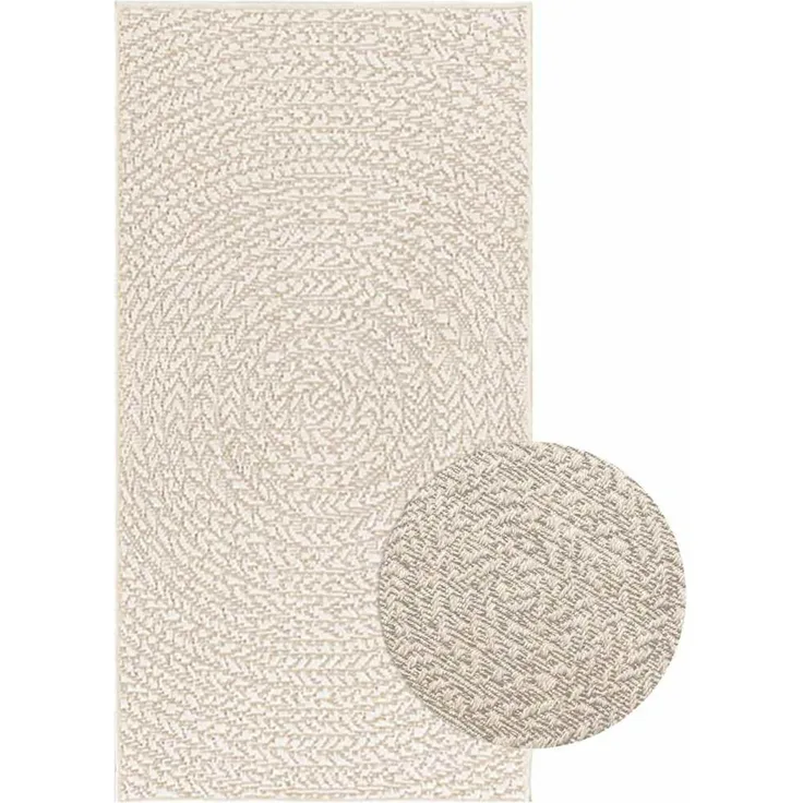vidaXL Teppich ZIZUR Creme 60x110 cm Jute-Optik Indoor und Outdoor 4010371