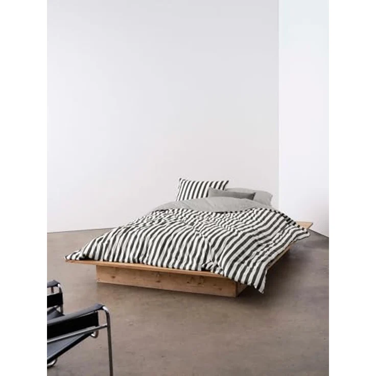 Marc O Polo Mako-Satin Bettwäsche Classic Stripe|155x220 cm + 80x80 cm| anthracite – Bild 3