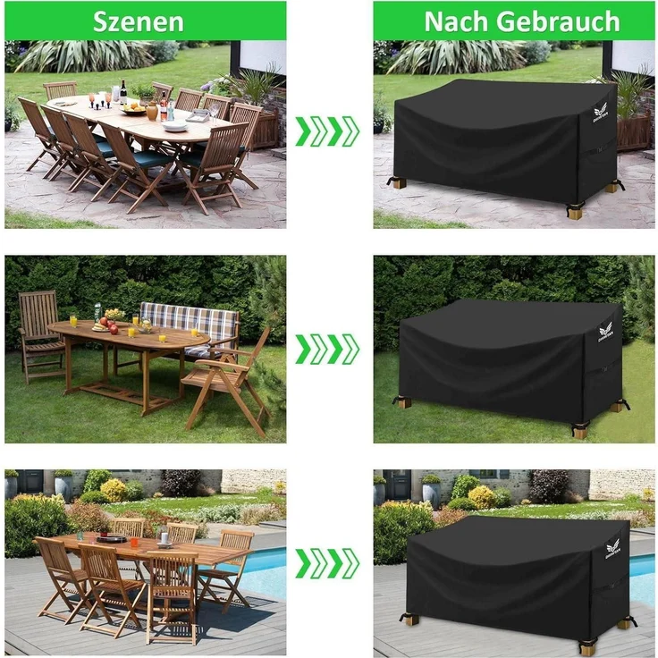 Gartenbank Schutzhülle 600D Oxford Wasserdicht Winddicht UV 163x66x63/89cm – Bild 6