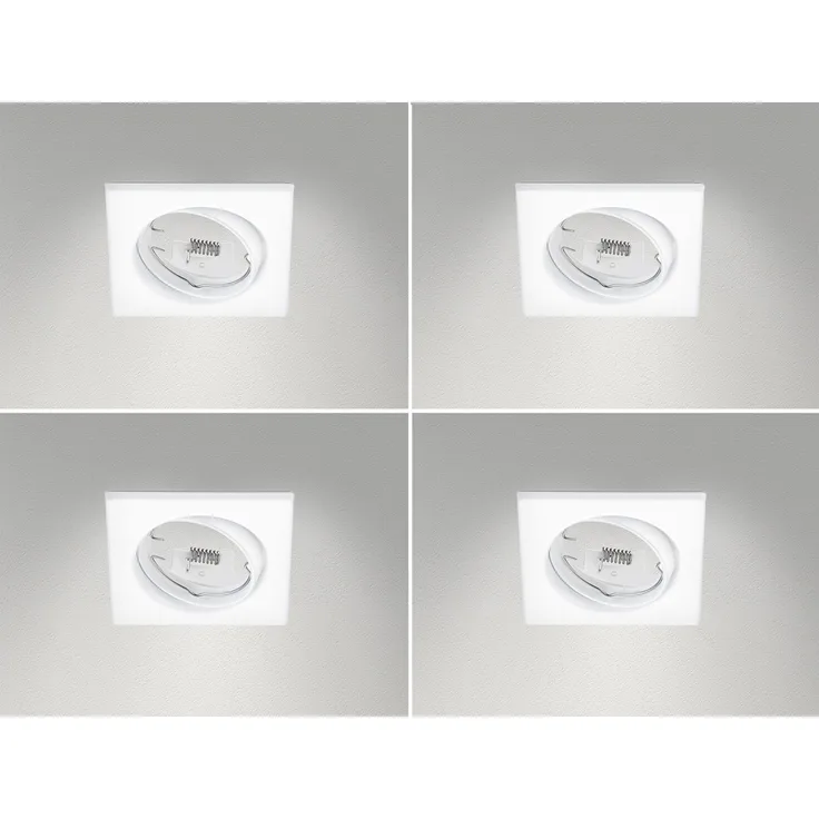 Eckige Einbaustrahler Decke im 4er Set schwenkbar Weiß matt GU10