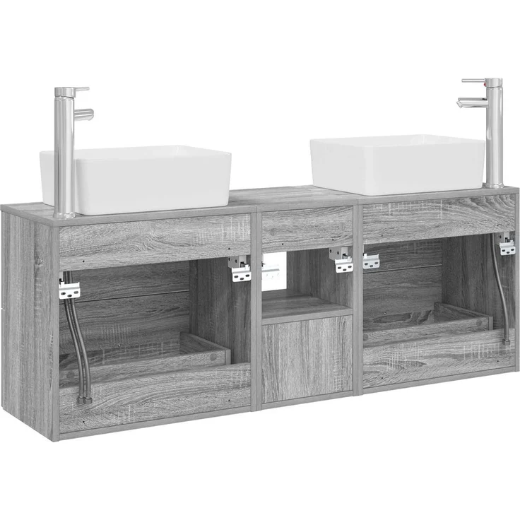 vidaXL Badezimmerschrank-Set 3 stk. Grau Sonoma 136 x 35 x 80 cm 3405856 – Bild 8
