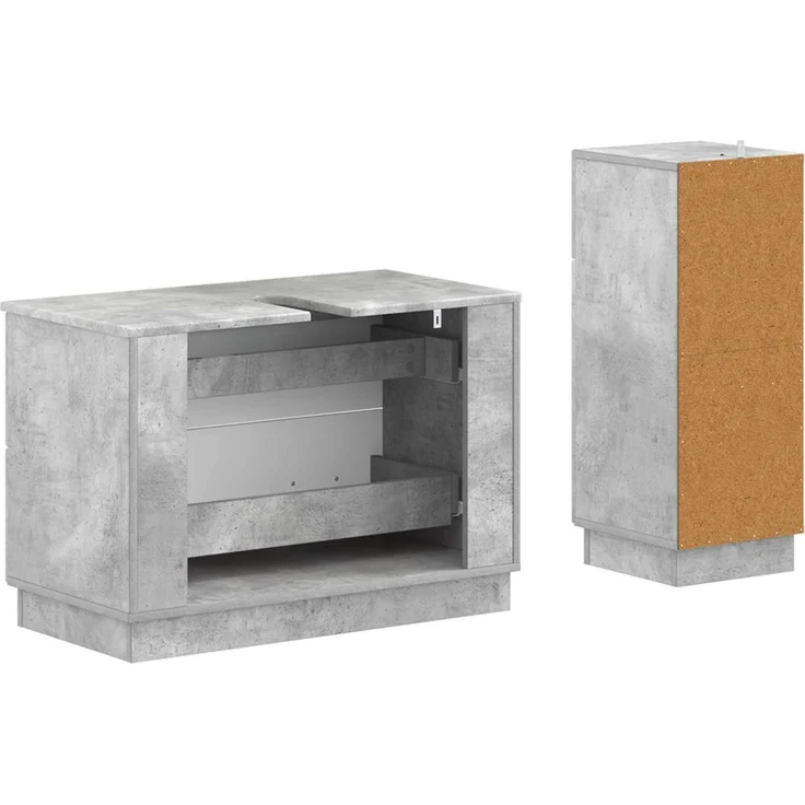 vidaXL 2-teiliges Badezimmer Schrank Set HOORN Betongrau Holzwerkstoff 3417714 – Bild 5