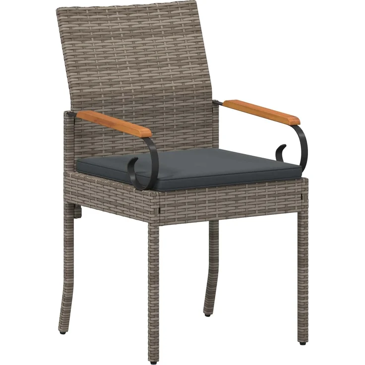 vidaXL Gartenstühle 4 Stk. Grau und Dunkelgrau Poly-Rattan und Akazie 42025886 – Bild 4