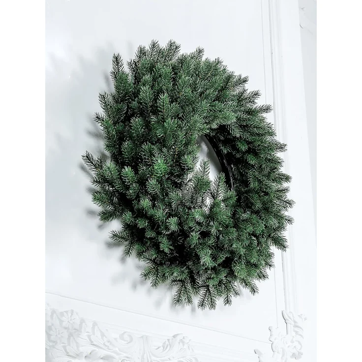 EveXmas Altair Premium Weihnachtskranz Grün 60 cm, künstlicher Türkranz, 136 Zweige, 816 PE-Spritzguss-Triebe, Doppelrahmen, 100% PE, flammhemmend – Bild 5