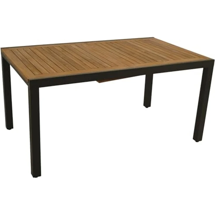 DEGAMO MILOS Garten-Ausziehtisch, Alu + Akazie, anthrazit/braun, 150/200x90cm – Bild 4