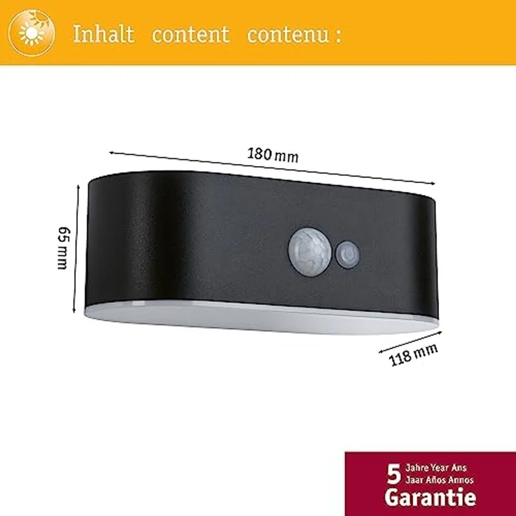 Paulmann 94571 Solar Outdoor Wandleuchte Adya IP44 3000K Bewegungsmelder – Bild 5