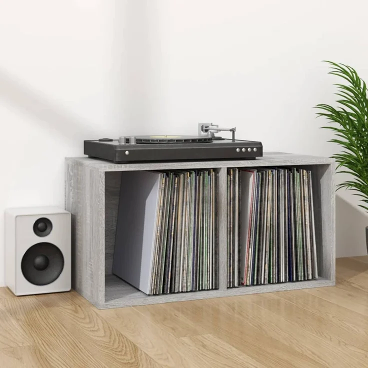 vidaXL Schallplatten-Box Grau Sonoma 71x34x36cm Holzwerkstoff 815253 – Bild 5