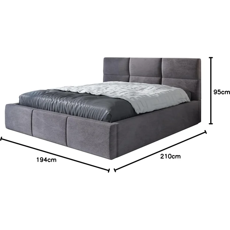 Polsterbett EMILI 180x200 mit Matratze, Bettkasten und Lattenrost. Farbe: Grau 16 – Bild 2
