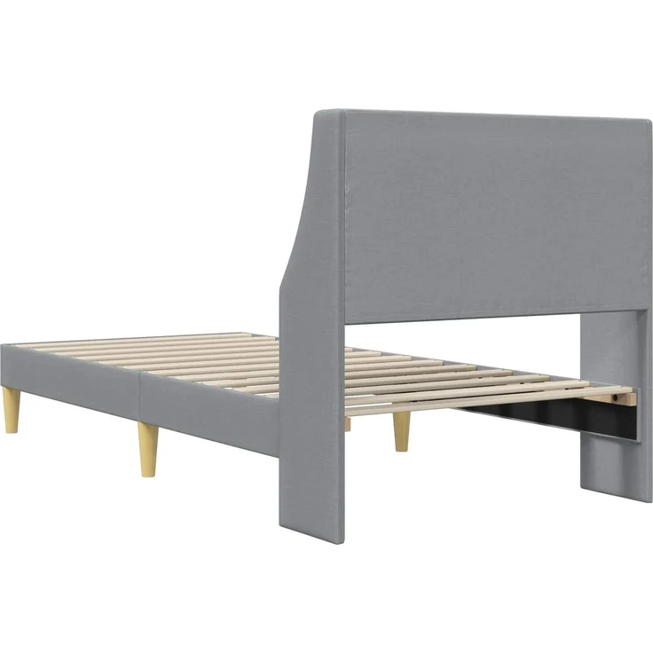 vidaXL Bettrahmen mit Kopfteil, Stoff Hellgrau, 100x200 cm – Bild 6