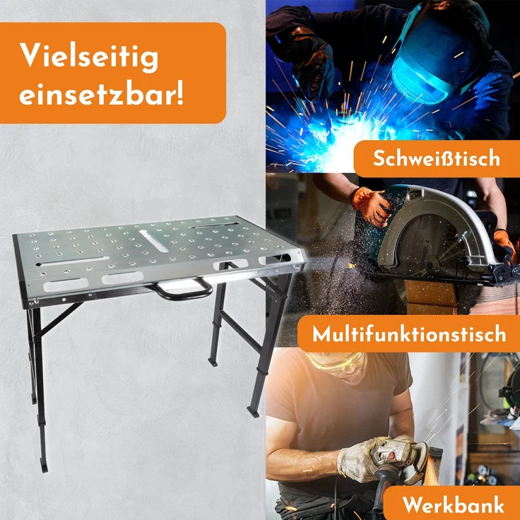 Schweißtisch klappbar, Werkbank höhenverstellbar aus Stahl, Multifunktionstisch bis 450kg belastbar – Bild 7