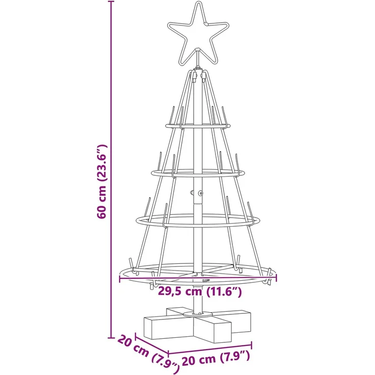 vidaXL Metall-Weihnachtsbaum mit Ständer KUOPIO 60 cm Stahl Schwarz 42019157 – Bild 9