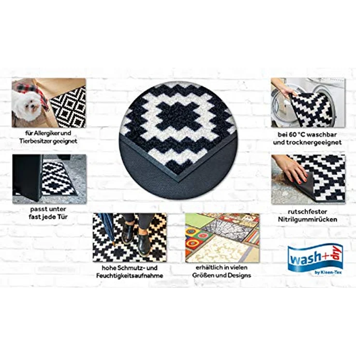 wash+dry by Kleen-Tex Teppich Madhana, rechteckig, Höhe: 7 mm, Motiv Mandala, rutschhemmend, In- und Outdoor geeignet, waschbar – Bild 5