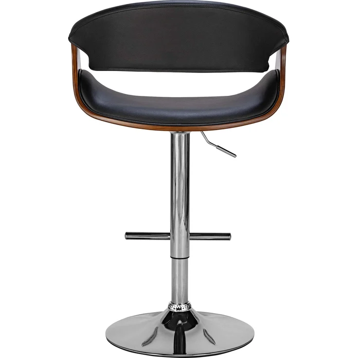 Barhocker GASEN - Kunstleder Walnuss/schwarz 60x52x95 cm | Barstuhl Höhenverstellbar Mit Lehne Drehbar Tresenhocker Tresenstuhl Kneipenhocker – Bild 6