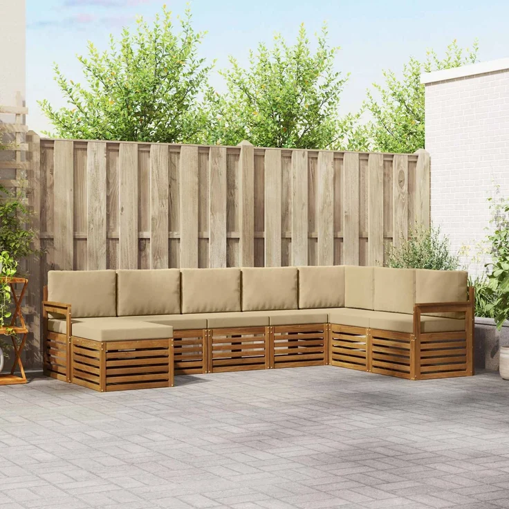 vidaXL Outdoor-Sofagarnitur 8 stk. 8-Sitzer Natur und Beige 3375278 – Bild 1