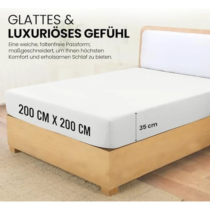 Utopia Bedding - Spannbettlaken 200x200 cm - Weiß - Oeko-Tex Zertifiziertes Gebürstete Polyester-Mikrofaser Spannbetttuch - 35 cm Tiefe Tasche – Bild 3