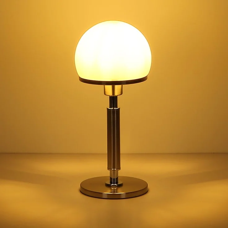Tischleuchte, Pilz Design, Glas, opal, H 40 cm – Bild 6
