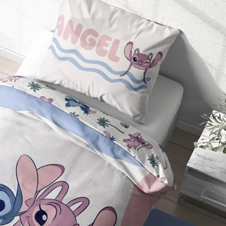MTOnlinehandel Bettwäsche Biber, Lilo & Stitch "Wave" in 135x200 + 80x80 cm, Disney, 100% Baumwolle, 2 teilig, Wende-Motiv kuschelig und warm – Bild 6