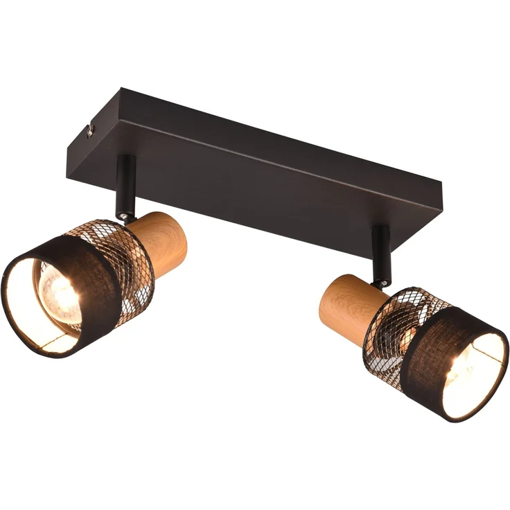 Trio Deckenstrahler 2er Spot Nandini E14 schwarz, Metall, Holz – Bild 2