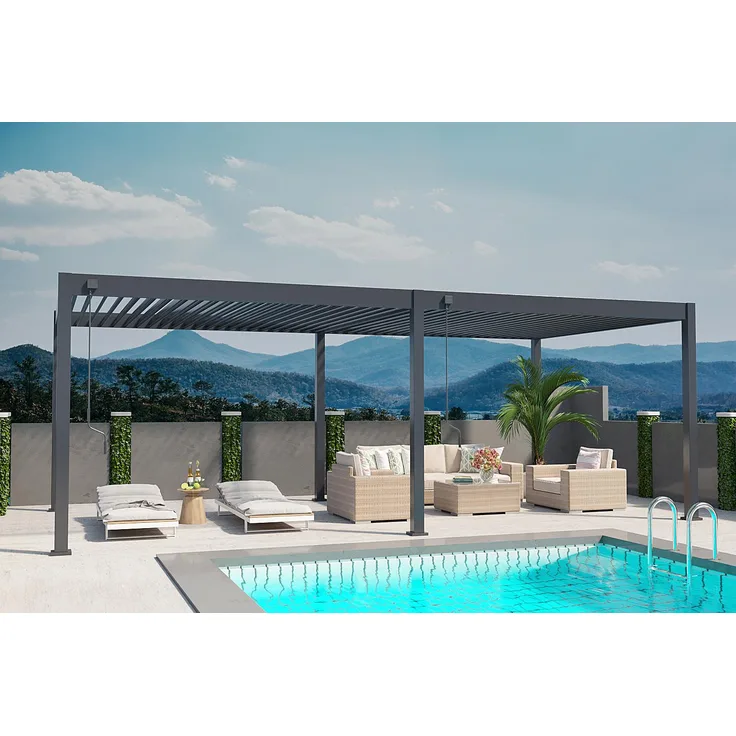 Weide Deluxe | Pergola Voll Aluminium freistehend | 3,6 x 7,2 M | Lamellendach anthrazit