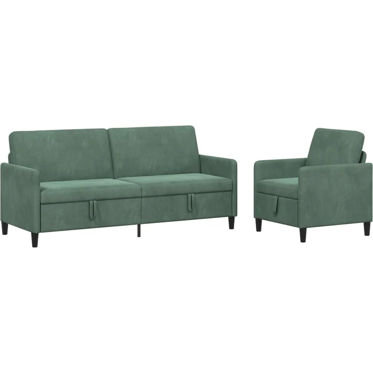 vidaXL Sofa Set mit Stauraum 2 stk. Meergrün Polyester 3429257 – Bild 2