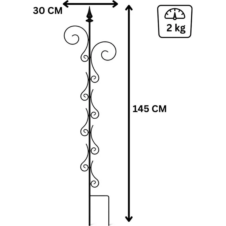 DanDiBo Rankhilfe Rankgitter Metall 145 cm Kletterhilfe Pflanzengitter Kletterpflanzen Erdspieß Bodenstecker 2 Halter Blumenhalter Ranksäule – Bild 2