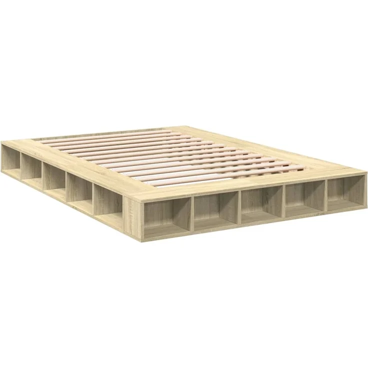 vidaXL Bettgestell Sonoma-Eiche 160x200 cm Holzwerkstoff 3280463 – Bild 3