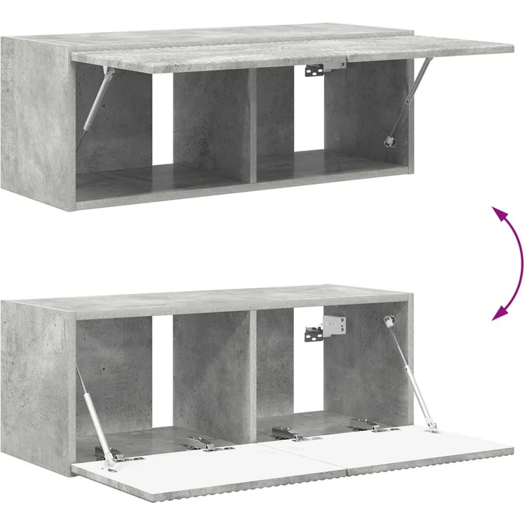 vidaXL TV-Wandregal-Set Wandmontiert 4 pcs Beton Grau Holzwerkstoff 3408919 – Bild 10