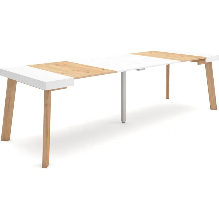 Skraut Home Ausziehbarer Konsolentisch, Eiche und weiß, 90X58X73